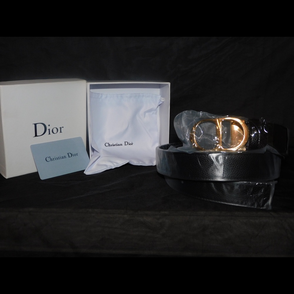 Christian Dior unisex Leather Logo Belt - Picture 4 of 7